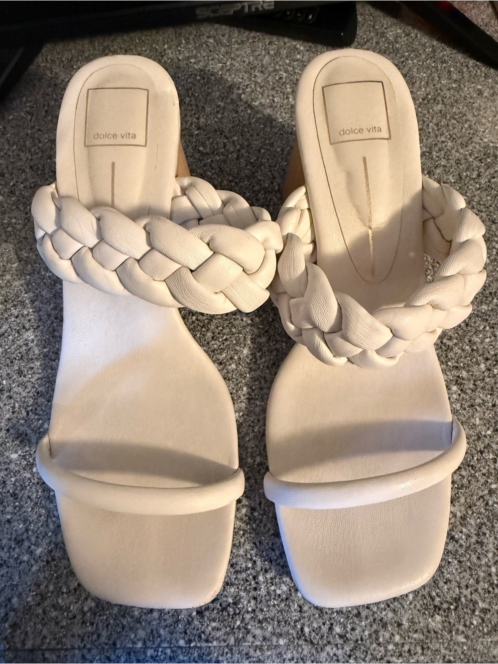 Dolce Vita White Braided Slide Sandals
